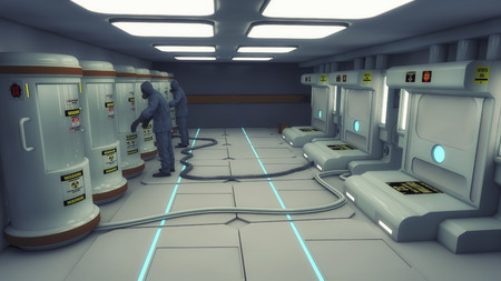3d rendering. Futuristic architecture background corridor.の写真素材