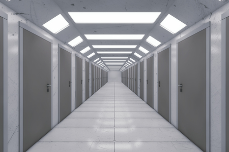 3d rendering. Futuristic architecture background corridor.の写真素材