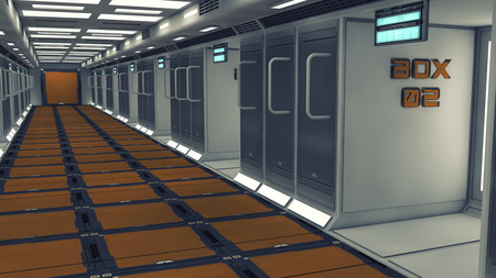 3d rendering. Futuristic architecture background corridor.の写真素材