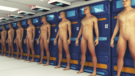 3d rendering. Manufacturing and Human Clone Futuristic Roomの写真素材
