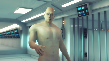 3d rendering. Manufacturing and Human Clone Futuristic Roomの写真素材