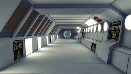 3d rendering. Futuristic architecture background corridor.の写真素材