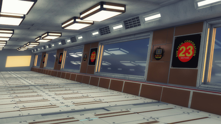 3d rendering. Futuristic architecture background corridor.の写真素材