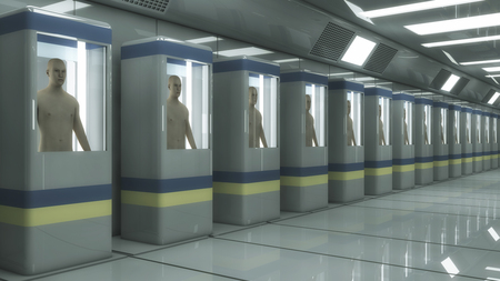 3d rendering. Manufacturing and Human Clone Futuristic Roomの写真素材