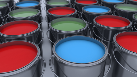 3d render. Paint cans and colorsの写真素材