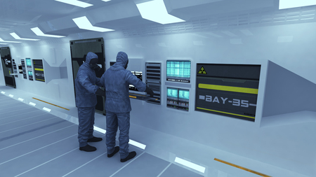 3d rendering. Laboratory and scientists With masksの写真素材