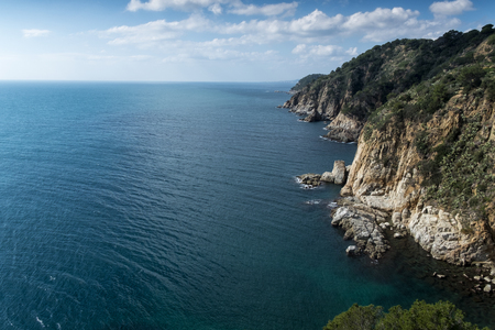 Cliff and sea in Tossa de Mar. Spainの写真素材