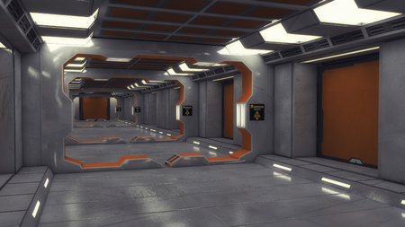 3d rendering. Futuristic architecture background corridor.の写真素材
