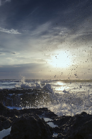 Sunrise on the beach and cloudsの写真素材