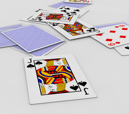 3d rendering poker cards fallingの写真素材