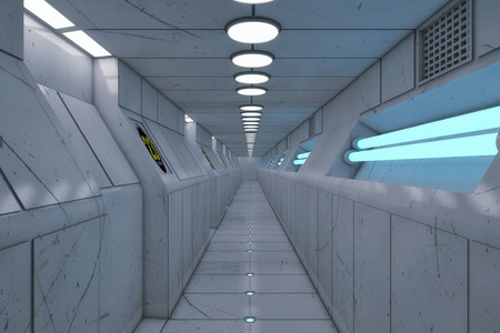 3d rendering. Futuristic architecture background corridor.の写真素材