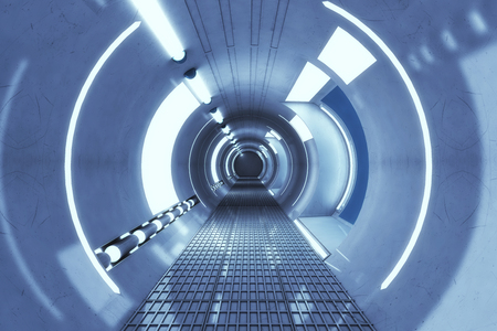 3d rendering. Futuristic architecture background corridor.の写真素材