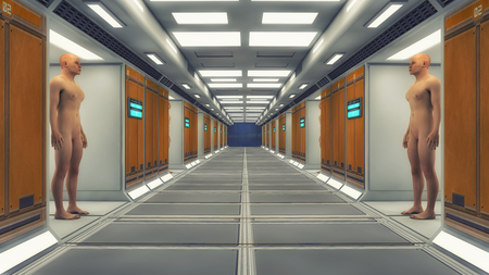 3d rendering. Futuristic architecture background corridor.の写真素材