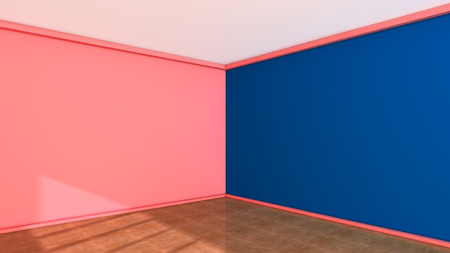 3d render Blue and pink room wallsの写真素材