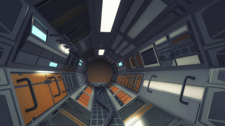 3d rendering. Futuristic architecture background corridor.の写真素材