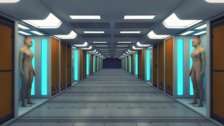 Human clones in futuristic roomの写真素材