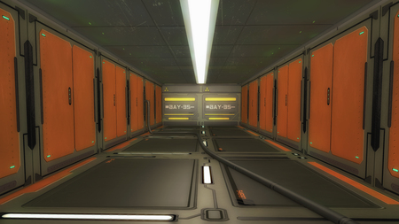 3d rendering. Futuristic architecture background corridor.の写真素材