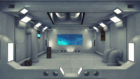 3d rendering. Futuristic architecture background corridor.の写真素材