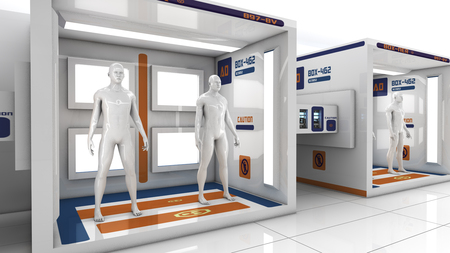 Human clones in futuristic roomの写真素材