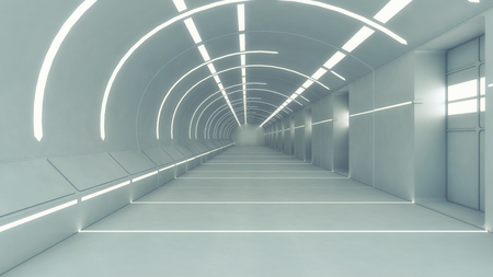 3d rendering. Futuristic architecture background corridor.の写真素材