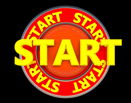 3d Start red sign and black background