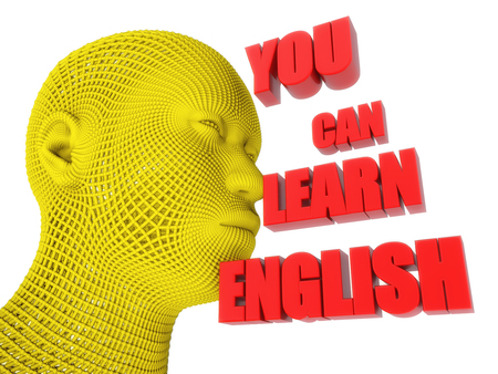 3d head and you can learn english textの写真素材