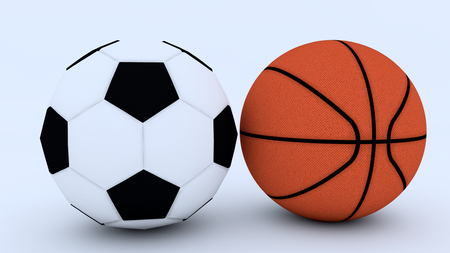 3d render. Soccer ball and basketballの写真素材