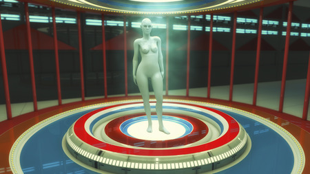 Human clone in futuristic roomの写真素材