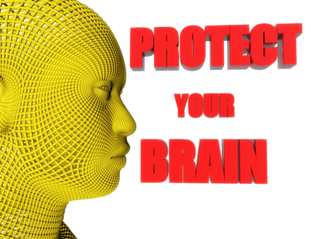 Head and protect your brain textの写真素材