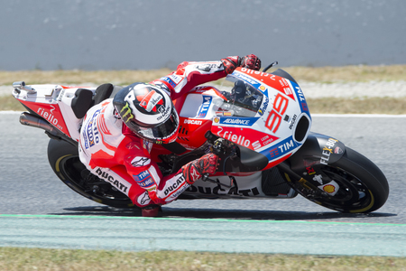 Driver Jorge Lorenzo. Ducati Team. Monster Energy Grand Prix of Catalonia MotoGP at Circuit of Catalonia. Barcelona, Spain, June 10, 2017のeditorial素材