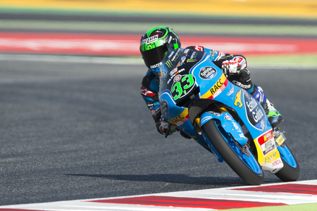 Driver Enea Bastianini. Estrella Galicia Team. Moto3. Monster Energy Grand Prix of Catalonia MotoGP at Circuit of Catalonia. Barcelona, Spain, June 10, 2017のeditorial素材