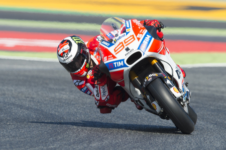 Driver Jorge Lorenzo. Ducati Team. Monster Energy Grand Prix of Catalonia MotoGP at Circuit of Catalonia. Barcelona, Spain, June 10, 2017のeditorial素材