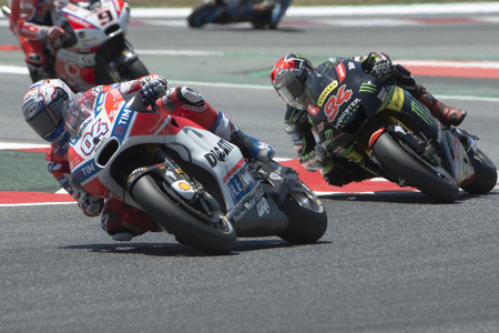 Driver Andrea Dovizioso. Ducati Team. Monster Energy Grand Prix of Catalonia MotoGP at Circuit of Catalonia. Barcelona, Spain, June 11, 2017のeditorial素材