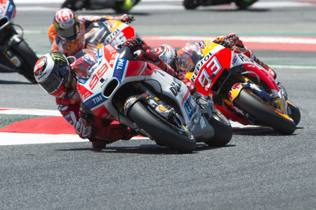 Driver Jorge Lorenzo. Ducati Team. Monster Energy Grand Prix of Catalonia MotoGP at Circuit of Catalonia. Barcelona, Spain, June 11, 2017のeditorial素材