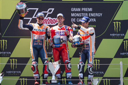 Marc Marquez, Andrea Dovizioso and Dani Pedrosa. Monster Energy Grand Prix of Catalonia MotoGP at Circuit of Catalonia. Barcelona, Spain, June 11, 2017のeditorial素材