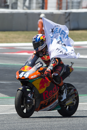 Driver Miguel Oliveira. Red Bull Team. Moto2. Monster Energy Grand Prix of Catalonia MotoGP at Circuit of Catalonia. Barcelona, Spain, June 11, 2017のeditorial素材