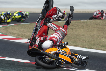 Aleix Viu and Andi Farid accident at FIM CEV Repsol International Championship. Barcelona, Spain - June 18, 2017のeditorial素材