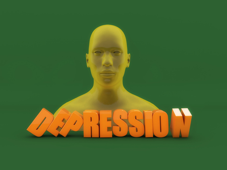 3d head and depression textの写真素材