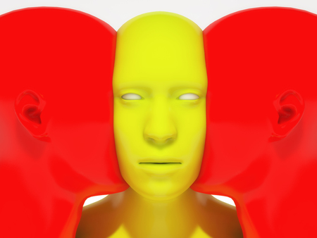 3d render. Face to face humanoidの写真素材