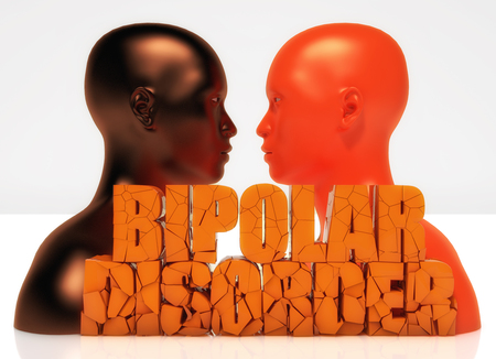 3d head and bipolar disorder textの写真素材