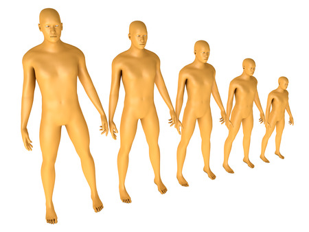 5 human figures sorted from largest to smallestの写真素材