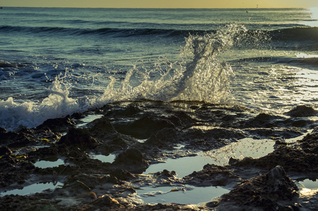 Splashing water in the seaの写真素材
