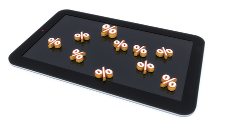 3d render. Tablet and discount symbolの写真素材