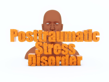 3d head and posttraumatic stress disorder textの写真素材