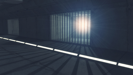 3d render. Futuristic jail corridorの写真素材