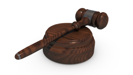 3d render. Judge's gavel and white backgroundの写真素材