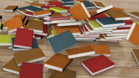 3d render. Many colored booksの写真素材