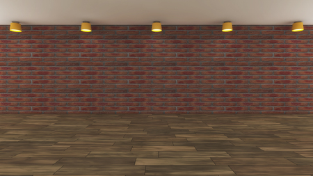 3d render. Floor, wall and lightsの写真素材