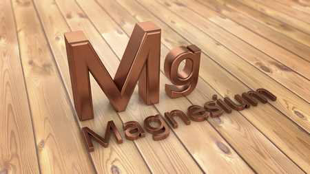 3d rendering. Word magnesium and parquet floorの写真素材