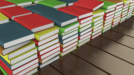 3d render. Many colored booksの写真素材